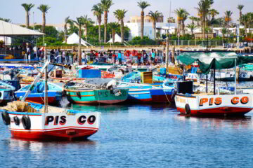 Boats in Paracas bay