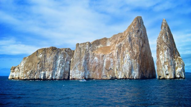 Kicker Rock (Leon Dormido), a sriking volcanic rock formation off San Cristobal in the Galapagos Islands, Ecuador